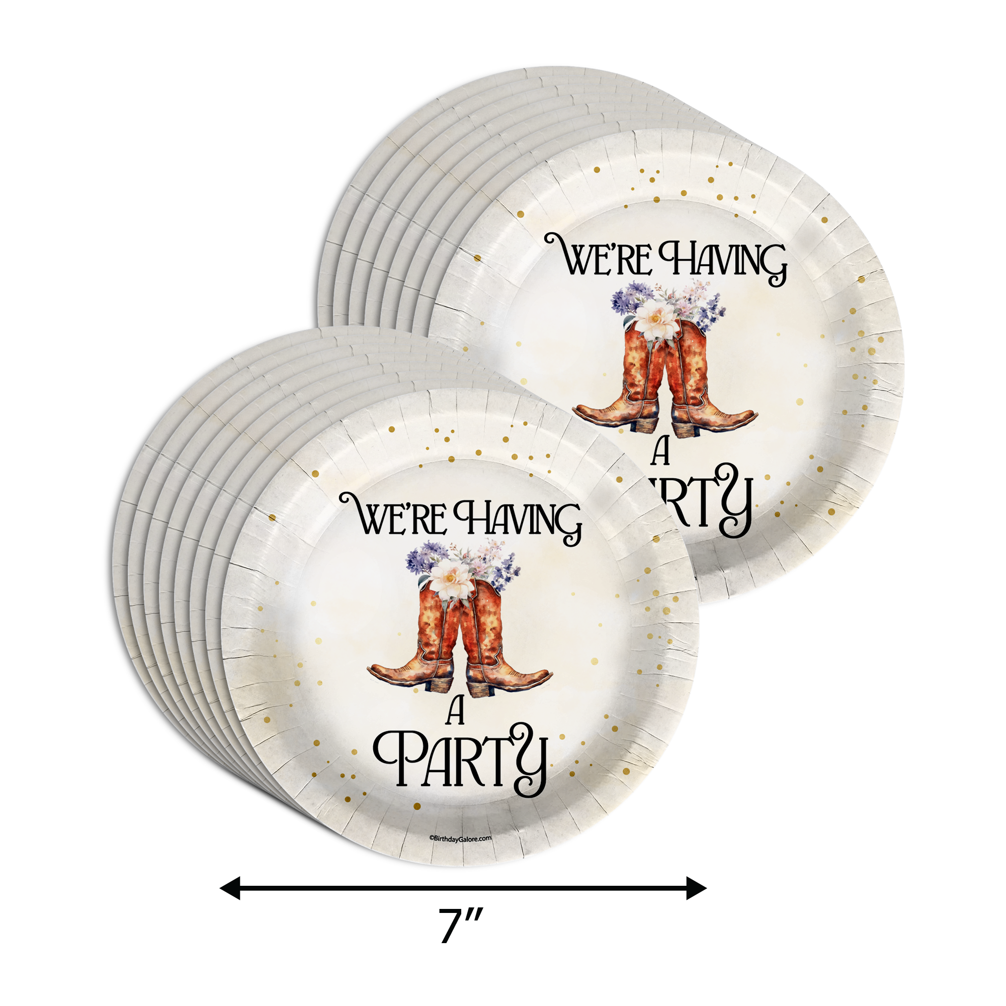 Boot and Bubbly Bridal Shower Party Supplies 64 Piece Tableware Set Includes Large 9" Paper Plates Dessert Plates, Cups and Napkins Kit for 16