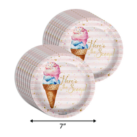 She's Been Scooped Up Ice Cream Bridal Shower Party Supplies 64 Piece Tableware Set Includes Large 9" Paper Plates Dessert Plates, Cups and Napkins Kit for 16