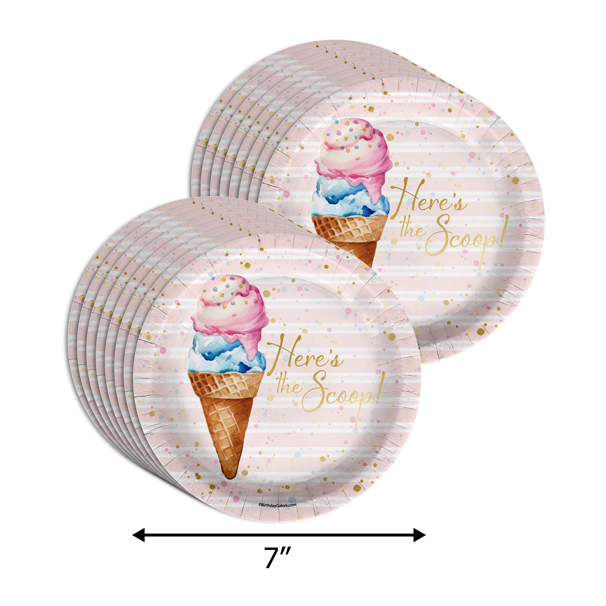 She's Been Scooped Up Ice Cream Bridal Shower Party Supplies 64 Piece Tableware Set Includes Large 9" Paper Plates Dessert Plates, Cups and Napkins Kit for 16