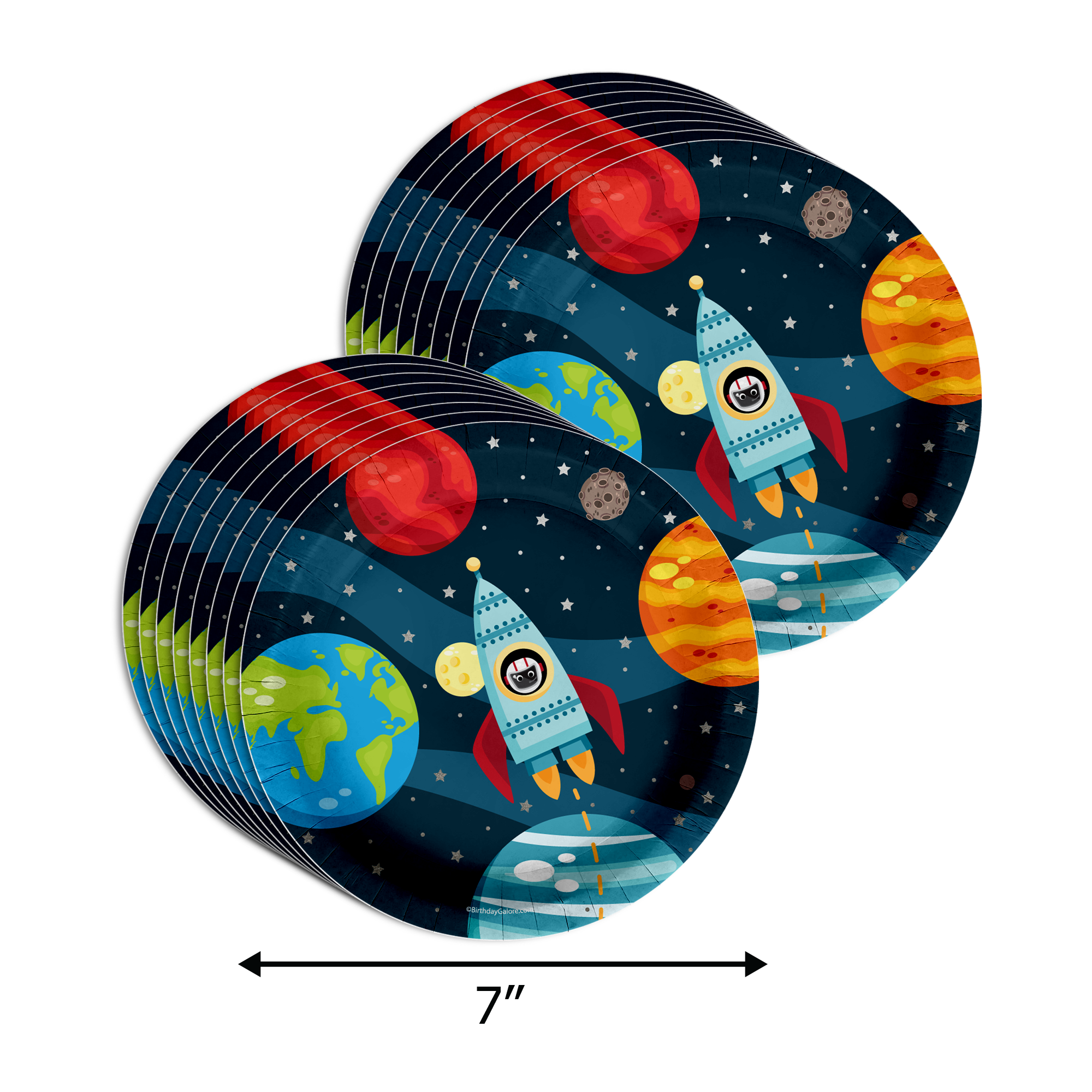 Two Infinity Astronaut 2nd Birthday Party Tableware Kit For 16 Guests 64 Piece