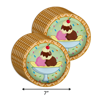 Girls 3rd Birthday Party Supplies - Three Scoops Ice Cream Birthday Paper Plates - 64 Piece Tableware Set Includes Large 9" Paper Plates Dessert Plates, Cups and Napkins Kit for 16