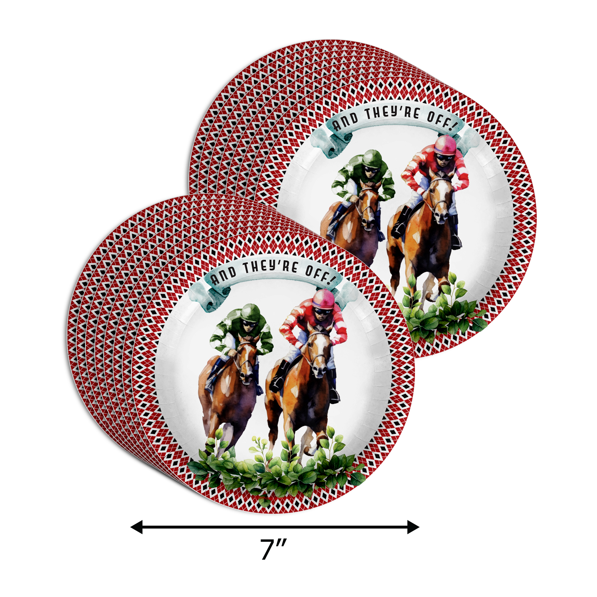 Off Two the Races Derby Day 2nd Birthday Party Supplies 64 Piece Tableware Set Includes Large 9" Paper Plates Dessert Plates, Cups and Napkins Kit for 16