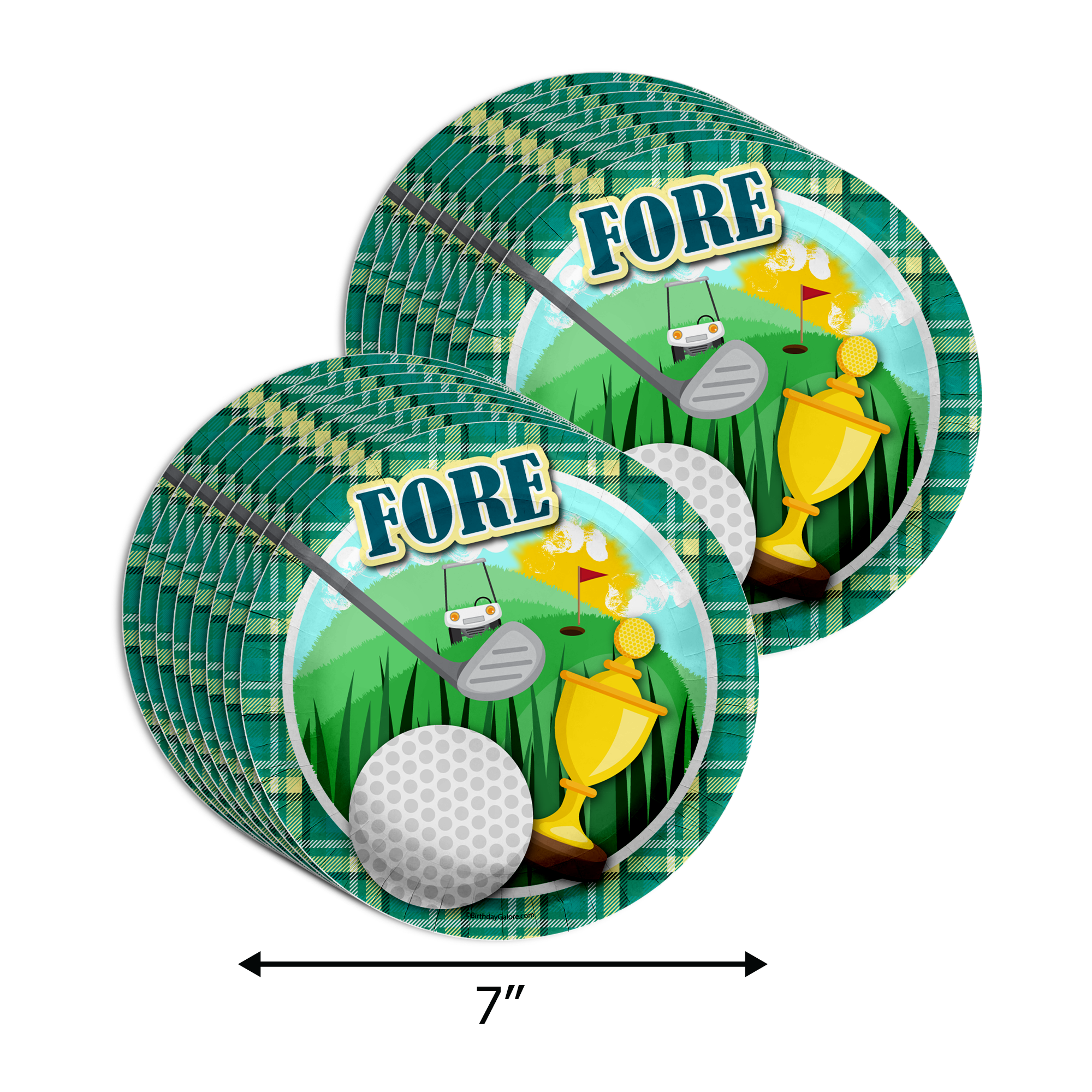 Hole in One Golf 1st Birthday Party Supplies 64 Piece Tableware Set Includes Large 9" Paper Plates Dessert Plates, Cups and Napkins Kit for 16