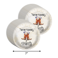 Boot or Bows Gender Reveal Party Supplies 64 Piece Tableware Set Includes Large 9" Paper Plates Dessert Plates, Cups and Napkins Kit for 16
