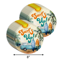The Big One Surfing 1st Birthday Party Supplies 64 Piece Tableware Set Includes Large 9" Paper Plates Dessert Plates, Cups and Napkins Kit for 16