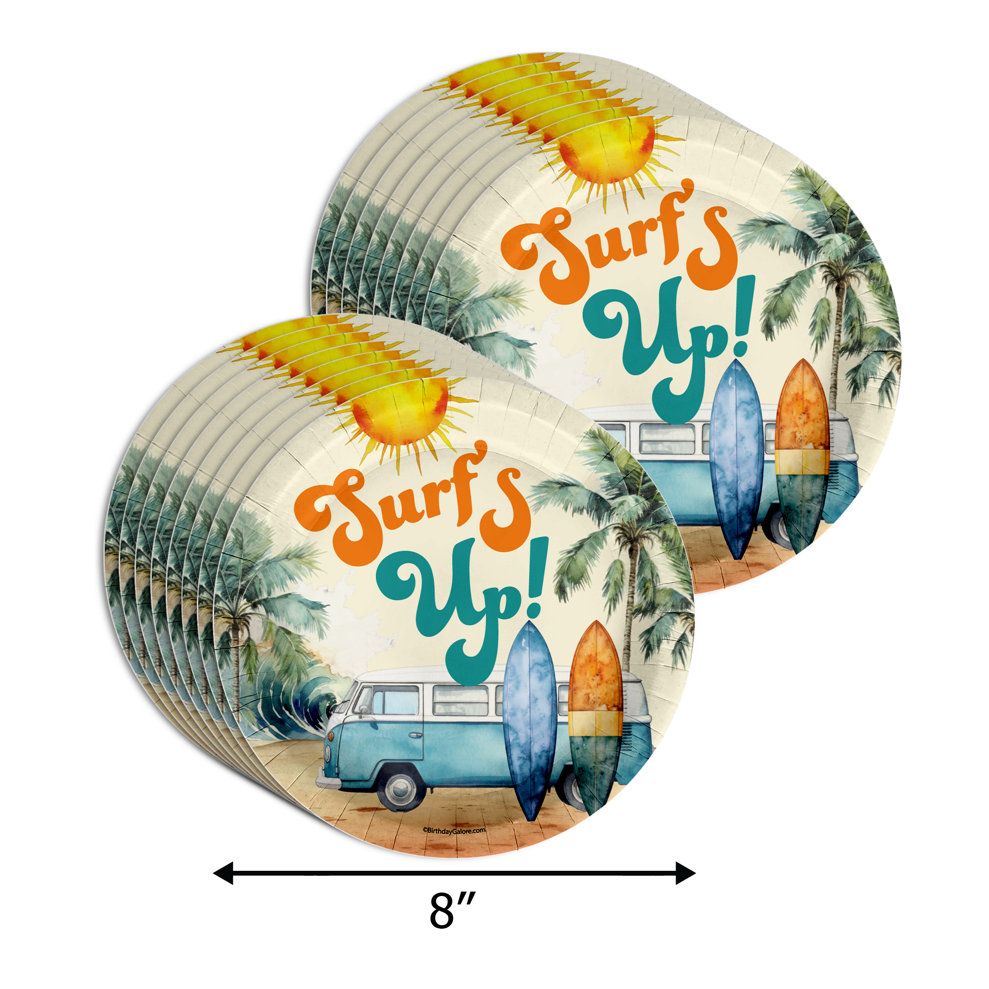The Big One Surfing 1st Birthday Party Supplies 64 Piece Tableware Set Includes Large 9" Paper Plates Dessert Plates, Cups and Napkins Kit for 16