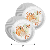 Little Pumpkin Turning One 1st Birthday Party Supplies 64 Piece Tableware Set Includes Large 9" Paper Plates Dessert Plates, Cups and Napkins Kit for 16