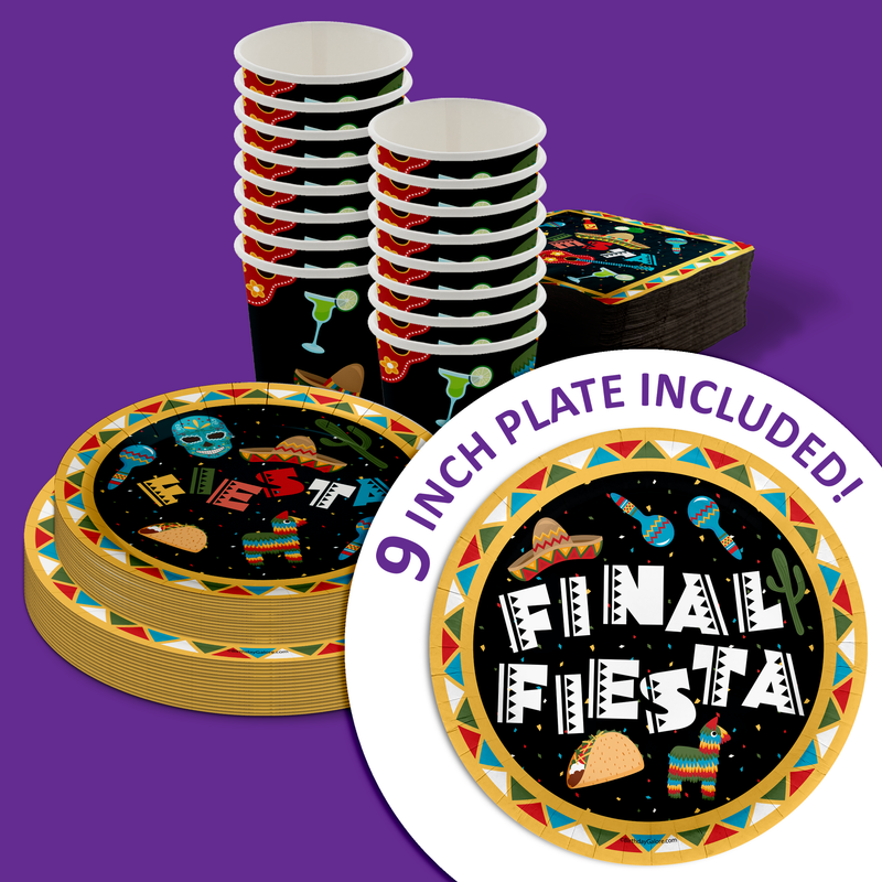 Final Fiesta Party Tableware Kit For 16 Guests 64 Piece
