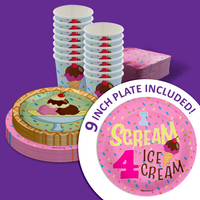 I Scream Four Ice Cream 4th Birthday Party Tableware Kit For 16 Guests 64 Piece