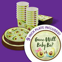 Guac Will Baby Be? Gender Reveal Party Tableware Kit For 16 Guests 64 Piece