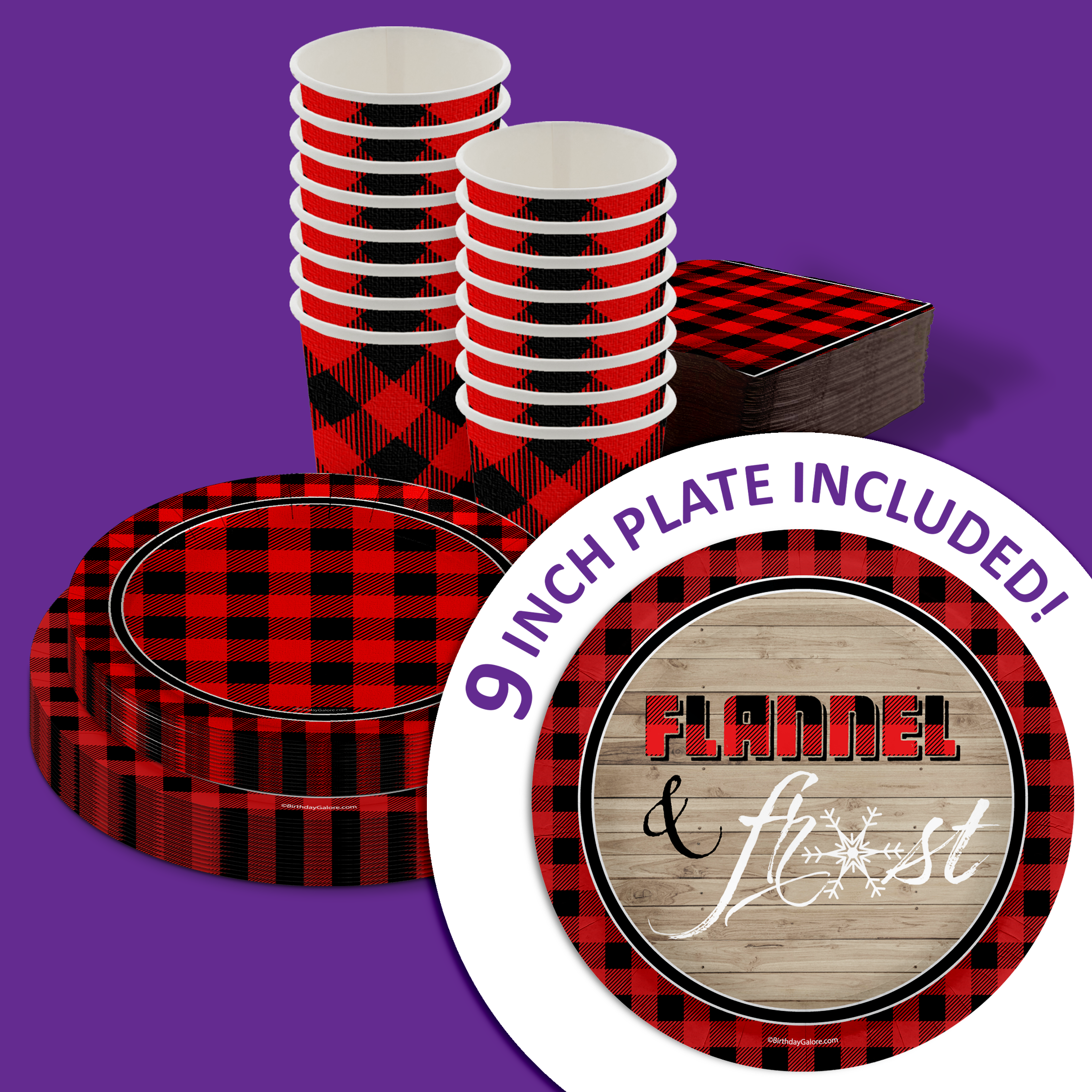 Flannel and Frost Buffalo Plaid Tableware Kit For 16 Guests 64 Piece