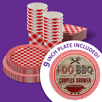 I Do BBQ Couples Shower Party Tableware Kit For 16 Guests 64 Piece