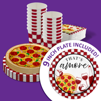 That's Amore Bridal Shower Party Supplies 64 Piece Tableware Set Includes Large 9" Paper Plates Dessert Plates, Cups and Napkins Kit for 16