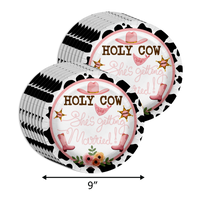 Holy Cow She's Getting Married Bridal Shower Party Supplies 64 Piece Tableware Set Includes Large 9" Paper Plates Dessert Plates, Cups and Napkins Kit for 16