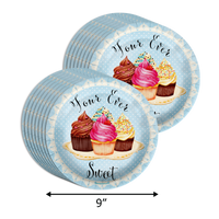 Four Ever Sweet Cupcake 4th Birthday Party Supplies 64 Piece Tableware Set Includes Large 9" Paper Plates Dessert Plates, Cups and Napkins Kit for 16