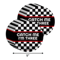 Catch Me I'm Three Checkered Flag Racing 3rd Birthday Party Supplies 64 Piece Tableware Set Includes Large 9" Paper Plates Dessert Plates, Cups and Napkins Kit for 16