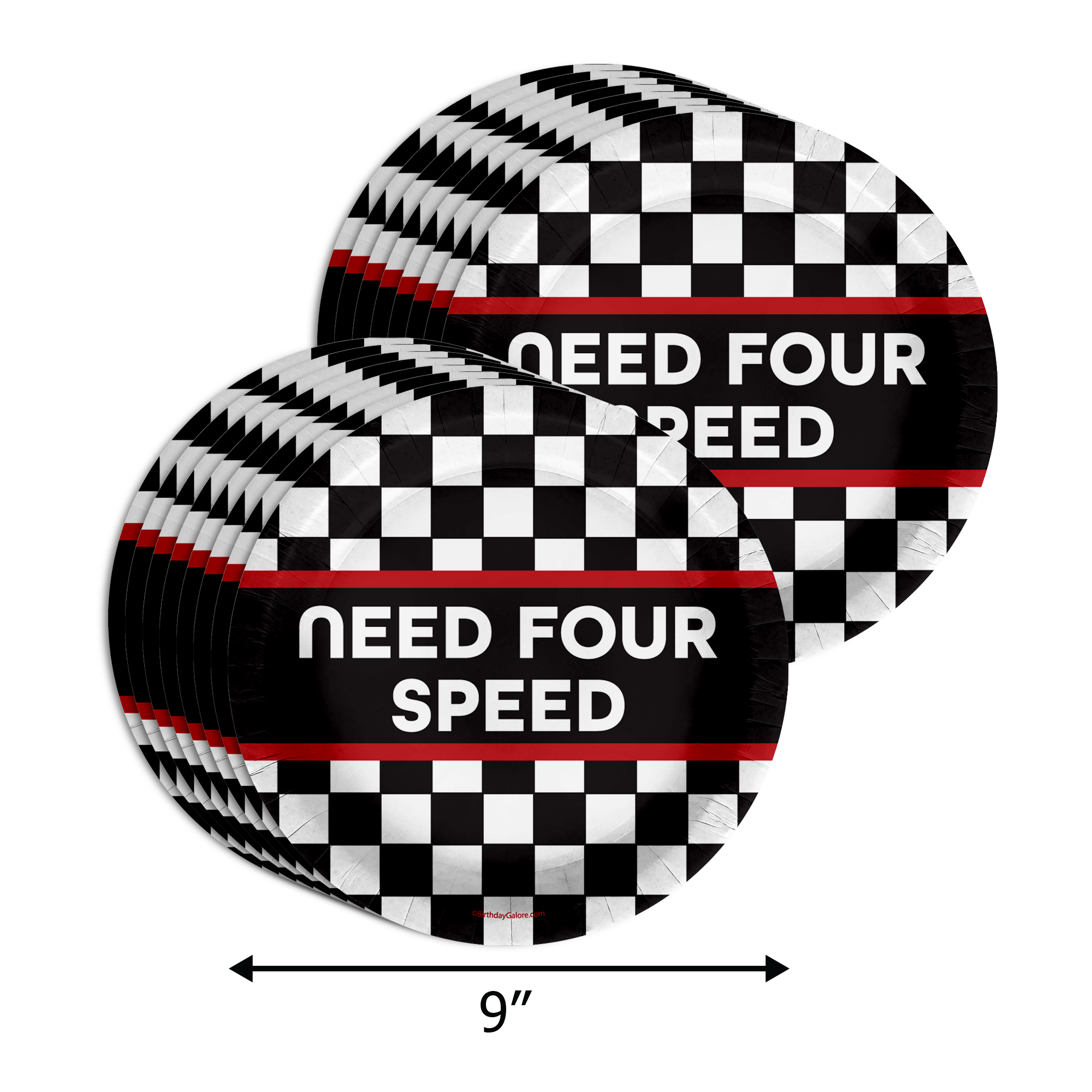 Need Four Speed Checkered Flag Racing 4th Birthday Party Supplies 64 Piece Tableware Set Includes Large 9" Paper Plates Dessert Plates, Cups and Napkins Kit for 16