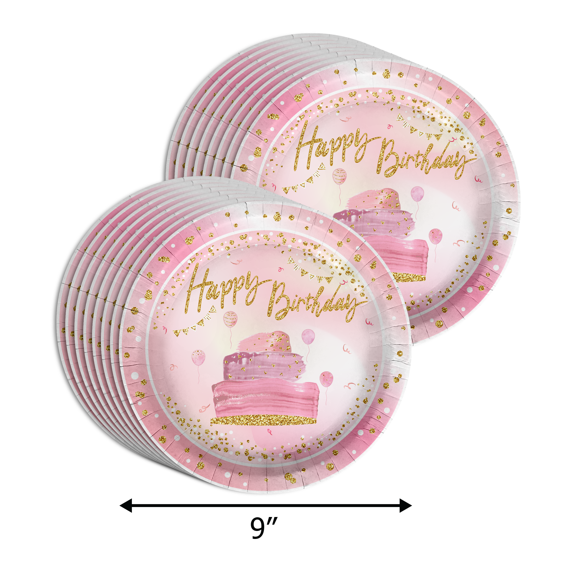 Pink and Gold 70th Birthday Party Tableware Kit For 16 Guests 64 Piece