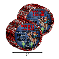 Our Little Buckaroo is Turning Two 2nd Birthday Party Supplies 64 Piece Tableware Set Includes Large 9" Paper Plates Dessert Plates, Cups and Napkins Kit for 16