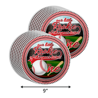 Rookie Year Baseball 1st Birthday Party Supplies 64 Piece Tableware Set Includes Large 9" Paper Plates Dessert Plates, Cups and Napkins Kit for 16