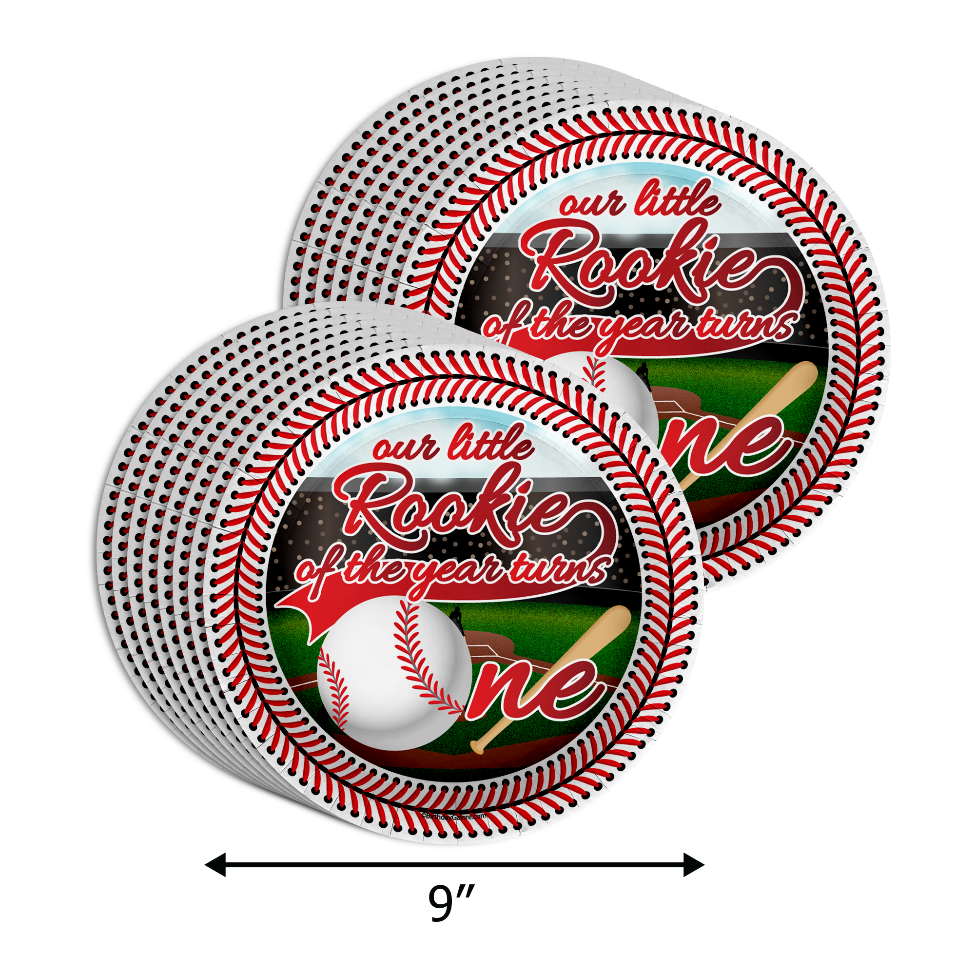 Rookie Year Baseball 1st Birthday Party Supplies 64 Piece Tableware Set Includes Large 9" Paper Plates Dessert Plates, Cups and Napkins Kit for 16