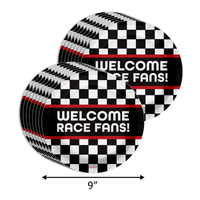 Welcome Race Fans Checkered Flag Birthday Party Tableware Kit For 16 Guests 64 Piece