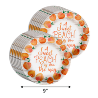 A Sweet Peach is on the Way Baby Shower Party Supplies 64 Piece Tableware Set Includes Large 9" Paper Plates Dessert Plates, Cups and Napkins Kit for 16