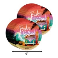 Baby on Board Baby Shower Party Supplies 64 Piece Tableware Set Includes Large 9" Paper Plates Dessert Plates, Cups and Napkins Kit for 16