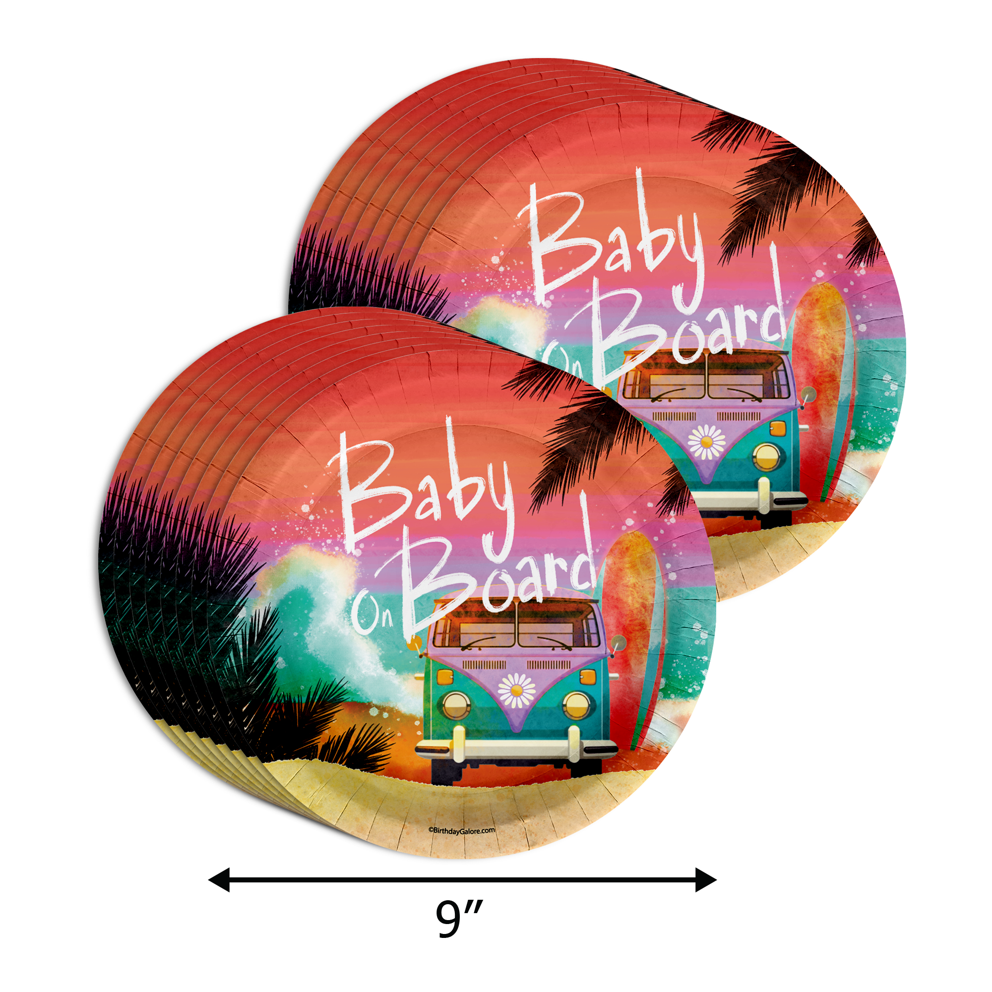 Baby on Board Baby Shower Party Supplies 64 Piece Tableware Set Includes Large 9" Paper Plates Dessert Plates, Cups and Napkins Kit for 16