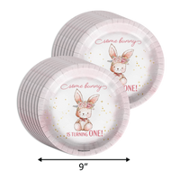 Some Bunny is Turning One 1st Birthday Party Supplies 64 Piece Tableware Set Includes Large 9" Paper Plates Dessert Plates, Cups and Napkins Kit for 16