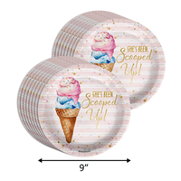 She's Been Scooped Up Ice Cream Bridal Shower Party Supplies 64 Piece Tableware Set Includes Large 9" Paper Plates Dessert Plates, Cups and Napkins Kit for 16