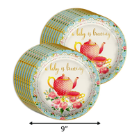 Baby is Brewing Tea Baby Shower Party Supplies 64 Piece Tableware Set Includes Large 9" Paper Plates Dessert Plates, Cups and Napkins Kit for 16