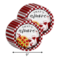 That's Amore Bridal Shower Party Supplies 64 Piece Tableware Set Includes Large 9" Paper Plates Dessert Plates, Cups and Napkins Kit for 16