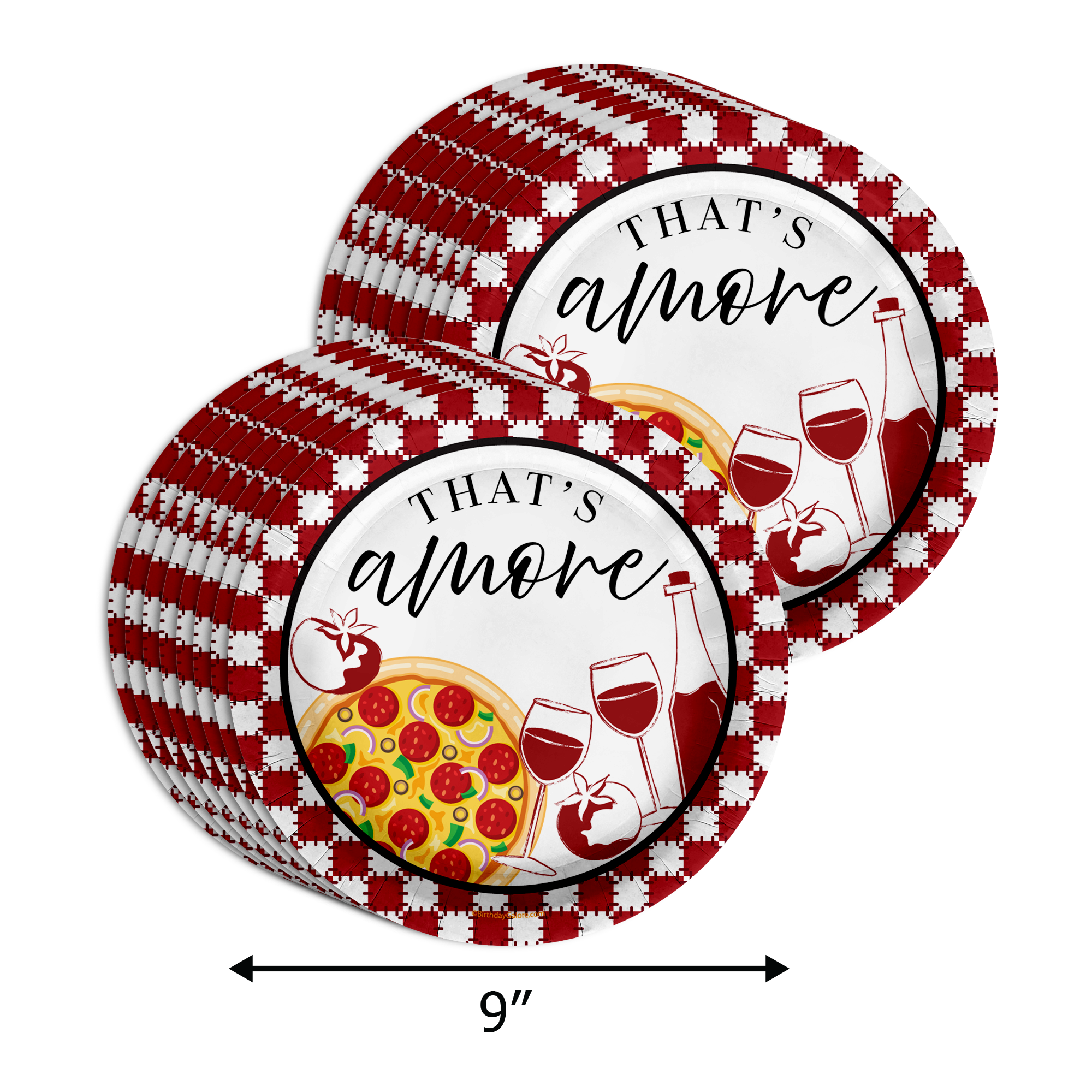 That's Amore Bridal Shower Party Supplies 64 Piece Tableware Set Includes Large 9" Paper Plates Dessert Plates, Cups and Napkins Kit for 16