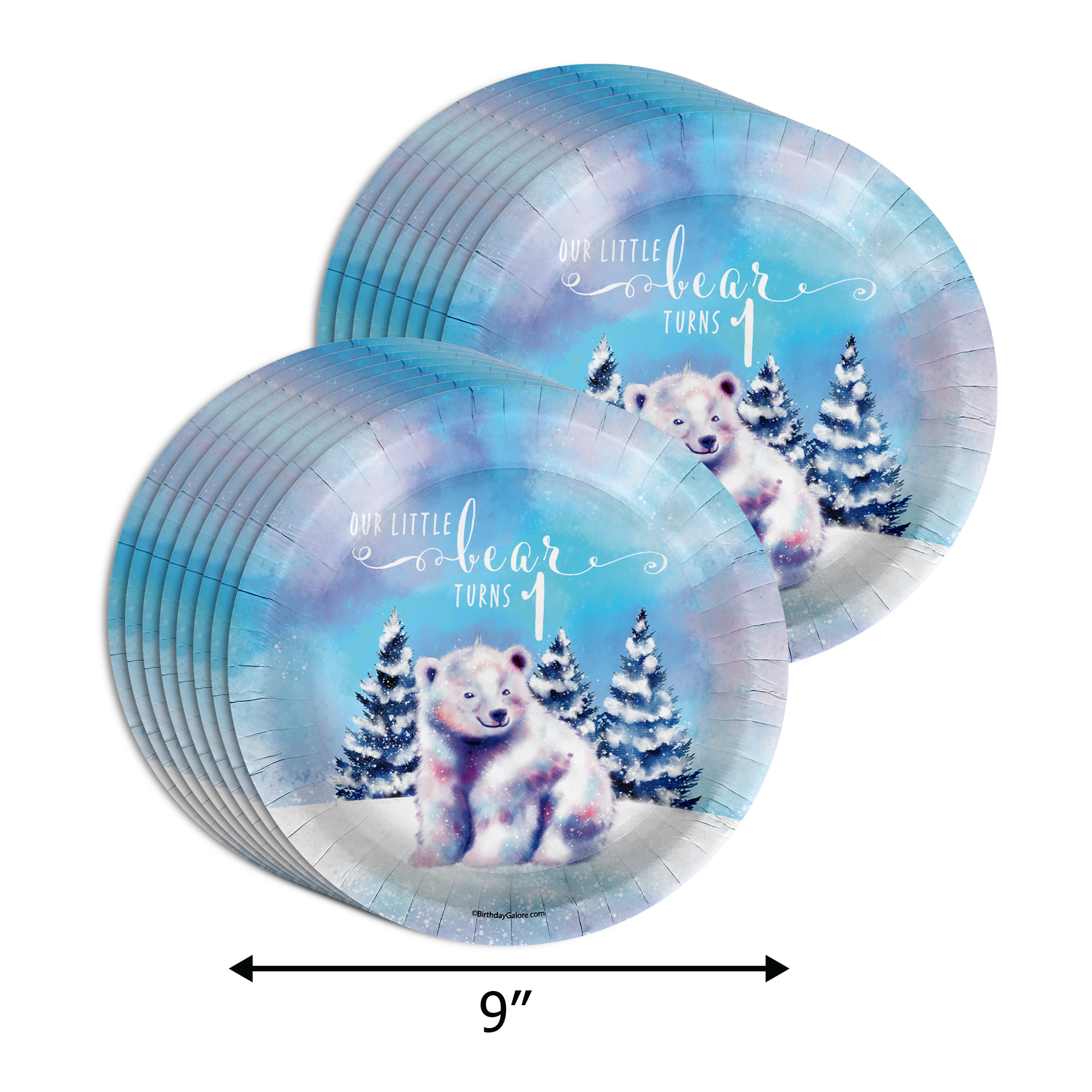 Our Little Polar Bear Is Turning One 1st Birthday Party Tableware Kit For 16 Guests 64 Piece