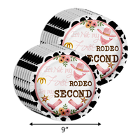 My Second Rodeo Cow Print 2nd Birthday Party Tableware Kit For 16 Guests 64 Piece