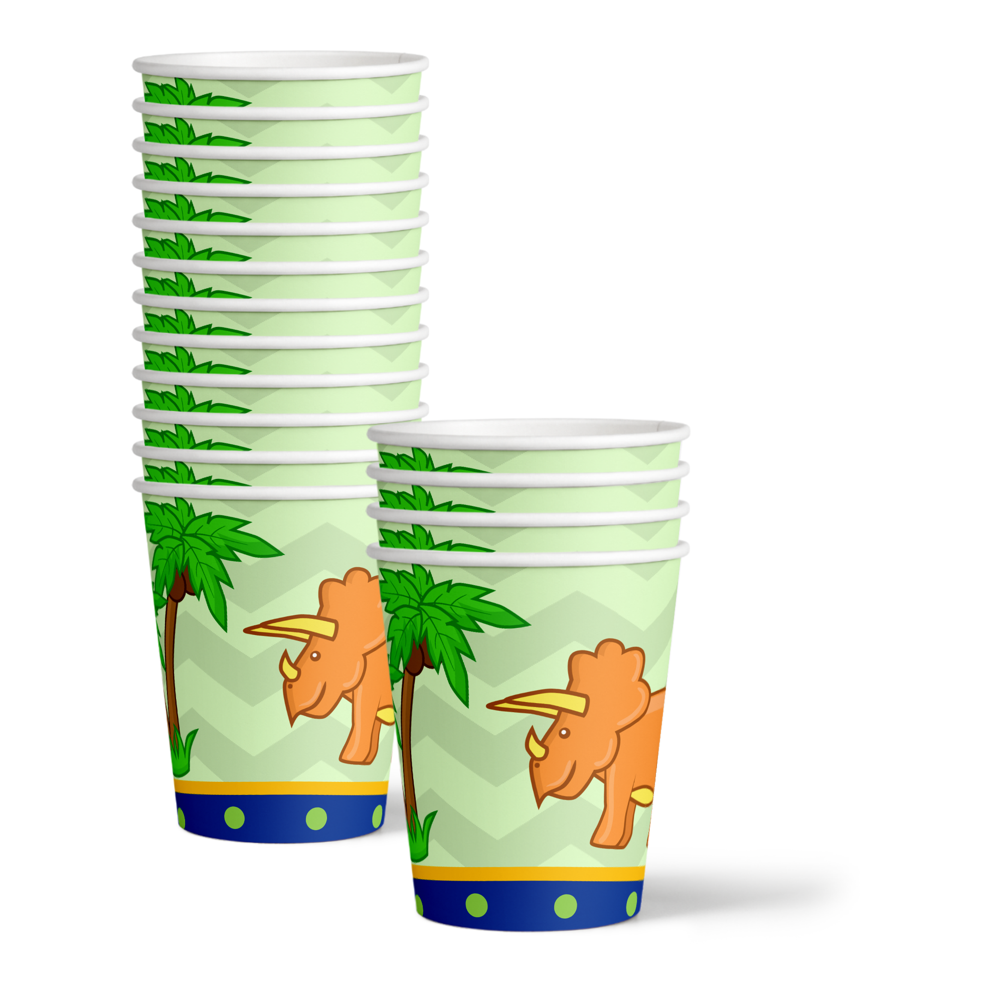Three Rex Dinosaur Boy's 3rd Birthday Party Tableware Kit For 16 Guests 64 Piece