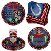 Our Little Buckaroo is Turning Two 2nd Birthday Party Supplies 64 Piece Tableware Set Includes Large 9" Paper Plates Dessert Plates, Cups and Napkins Kit for 16