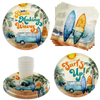 Little Dude Making Waves Surfing Baby Shower Party Supplies 64 Piece Tableware Set Includes Large 9" Paper Plates Dessert Plates, Cups and Napkins Kit for 16