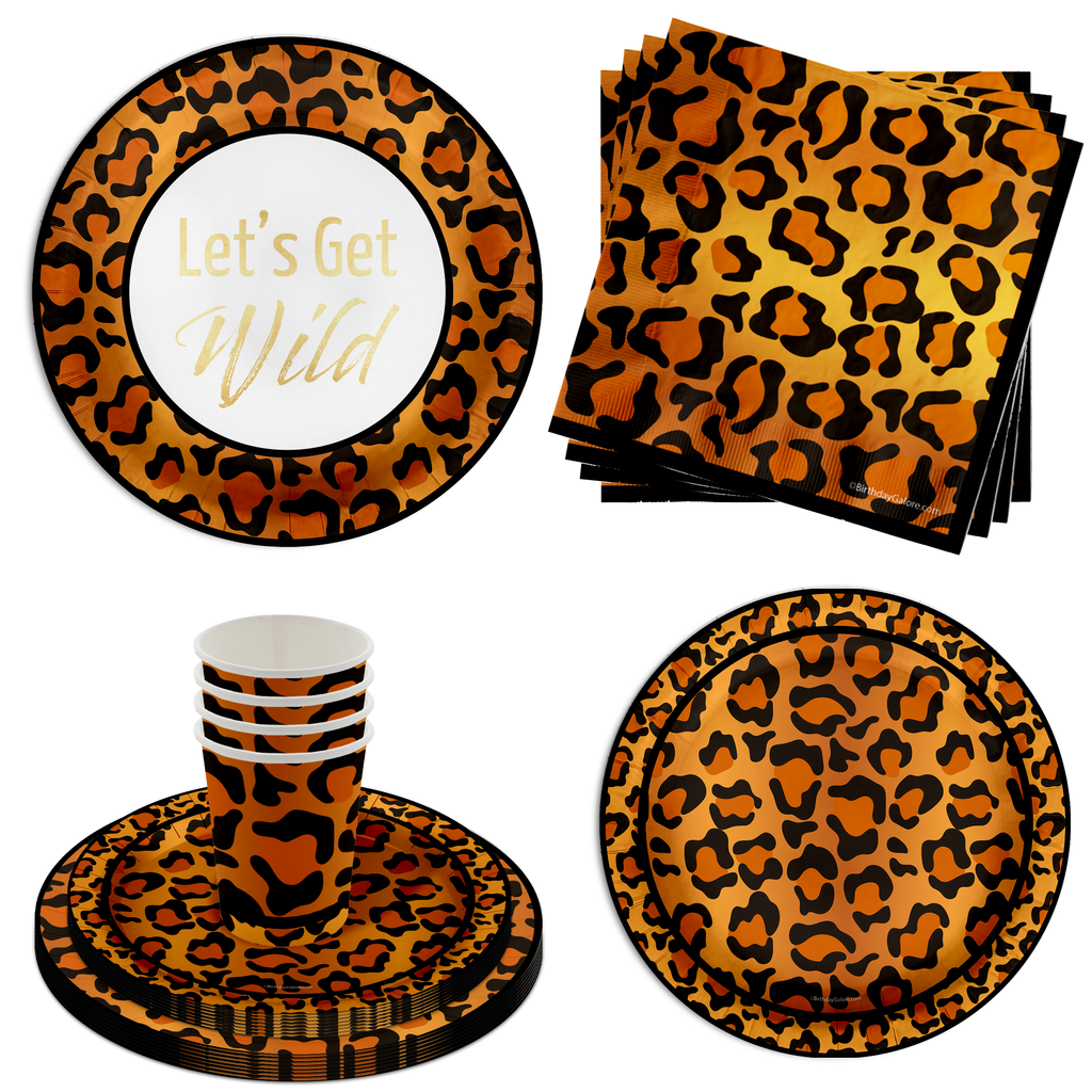 Lets Get Wild Leopard Print Birthday Party Tableware Kit For