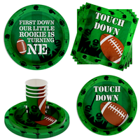 First Down Football 1st Birthday Party Tableware Kit For 16 Guests 64 Piece