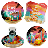 Baby on Board Baby Shower Party Supplies 64 Piece Tableware Set Includes Large 9" Paper Plates Dessert Plates, Cups and Napkins Kit for 16