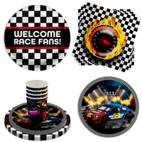 Welcome Race Fans Race Day Birthday Party Tableware Kit For 16 Guests 64 Piece