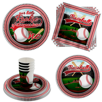 Rookie Year Baseball 1st Birthday Party Supplies 64 Piece Tableware Set Includes Large 9" Paper Plates Dessert Plates, Cups and Napkins Kit for 16