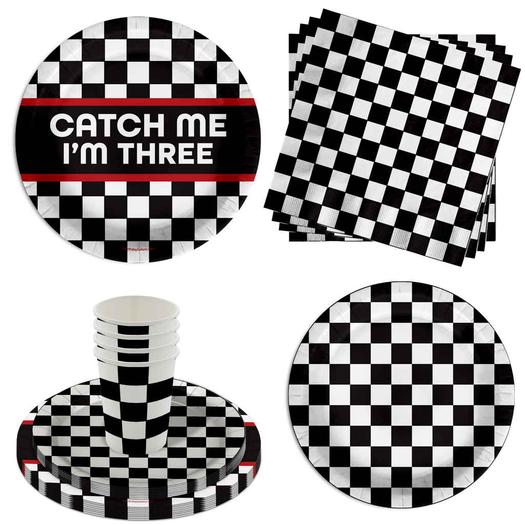 Catch Me I'm Three Checkered Flag Racing 3rd Birthday Party