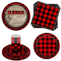 Flannel and Frost Buffalo Plaid Tableware Kit For 16 Guests 64 Piece