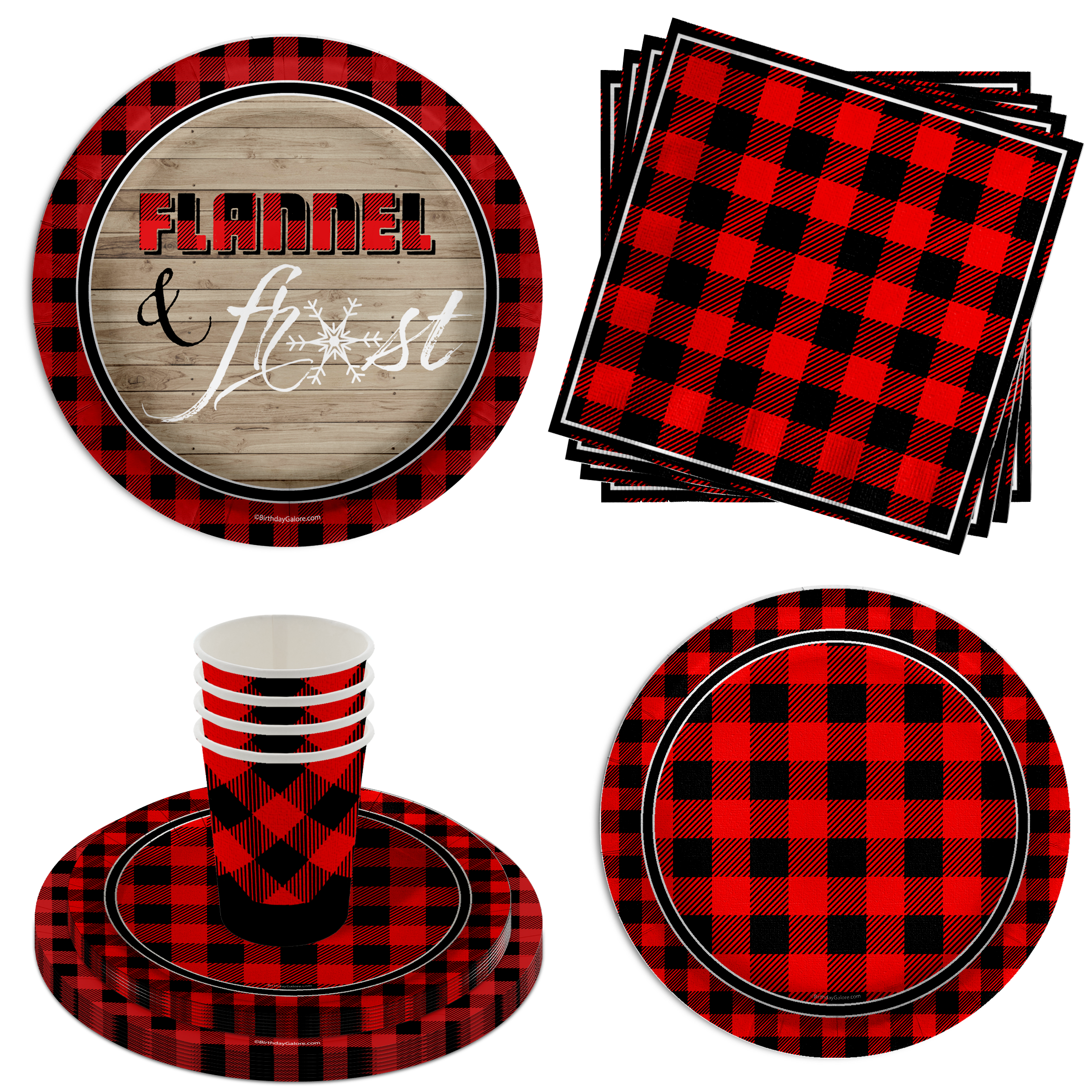 Flannel and Frost Buffalo Plaid Tableware Kit For 16 Guests 64 Piece