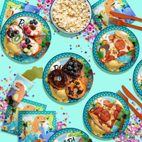 Roar I Turn Four 4th Birthday Party Tableware Kit For 16 Guests 64 Piece