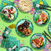 Hole in One Golf 1st Birthday Party Supplies 64 Piece Tableware Set Includes Large 9" Paper Plates Dessert Plates, Cups and Napkins Kit for 16
