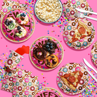 Girls 1st Birthday Party Supplies - Sweet One Donut Birthday Paper Plates - 64 Piece Tableware Set Includes Large 9" Paper Plates Dessert Plates, Cups and Napkins Kit for 16